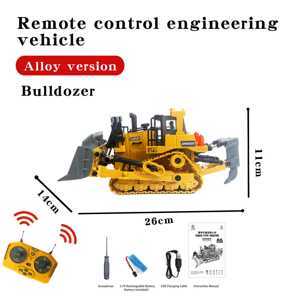 1:20 Alloy 2.4Ghz 11 Channels Rc Excavator Toy Remote Control Truck Toys Digger Sets With Music and Sounds RC Construction