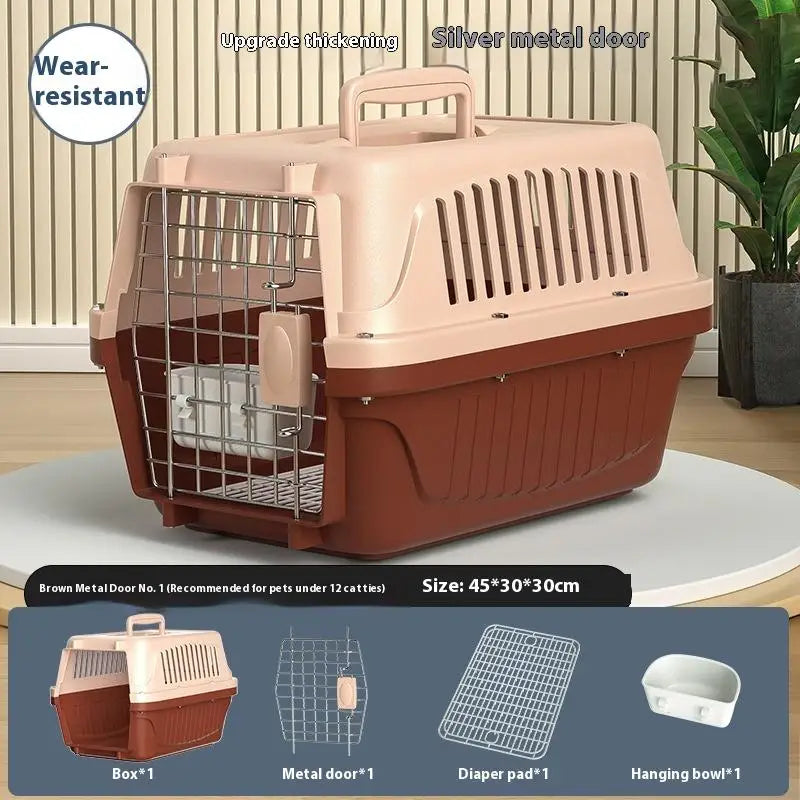 Portable Cat Cage Pet Carrier Thickening Pet Carrier Outdoor Handheld Shipping Box Car Carrying Pet Transport Box Pet Supplies