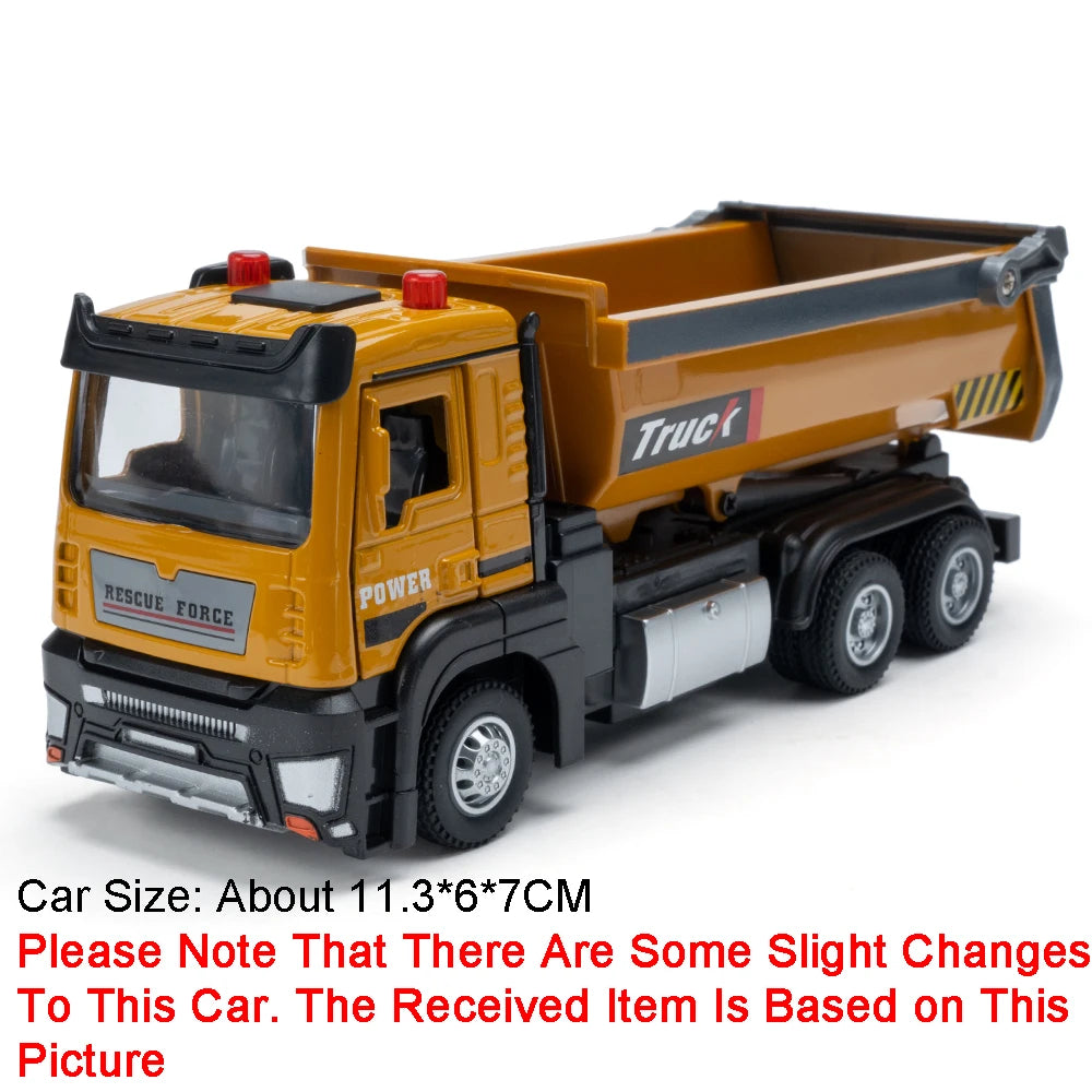 1:32 Road Rescue Flatbed Truck Alloy Dump Model Diecast Toys Car Doors Opened Sound Light Pull Back Vehices Children's Fun Gifts