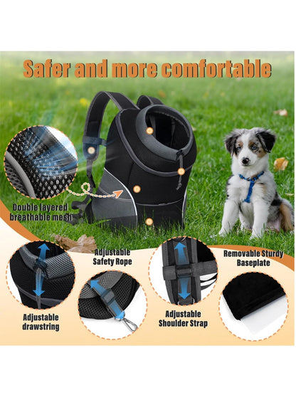 Pet Backpack Carrier for Small Dogs & Cats - Front-Folded Travel Backpack with Ventilation Mesh & Harness-Like Zipper Lock