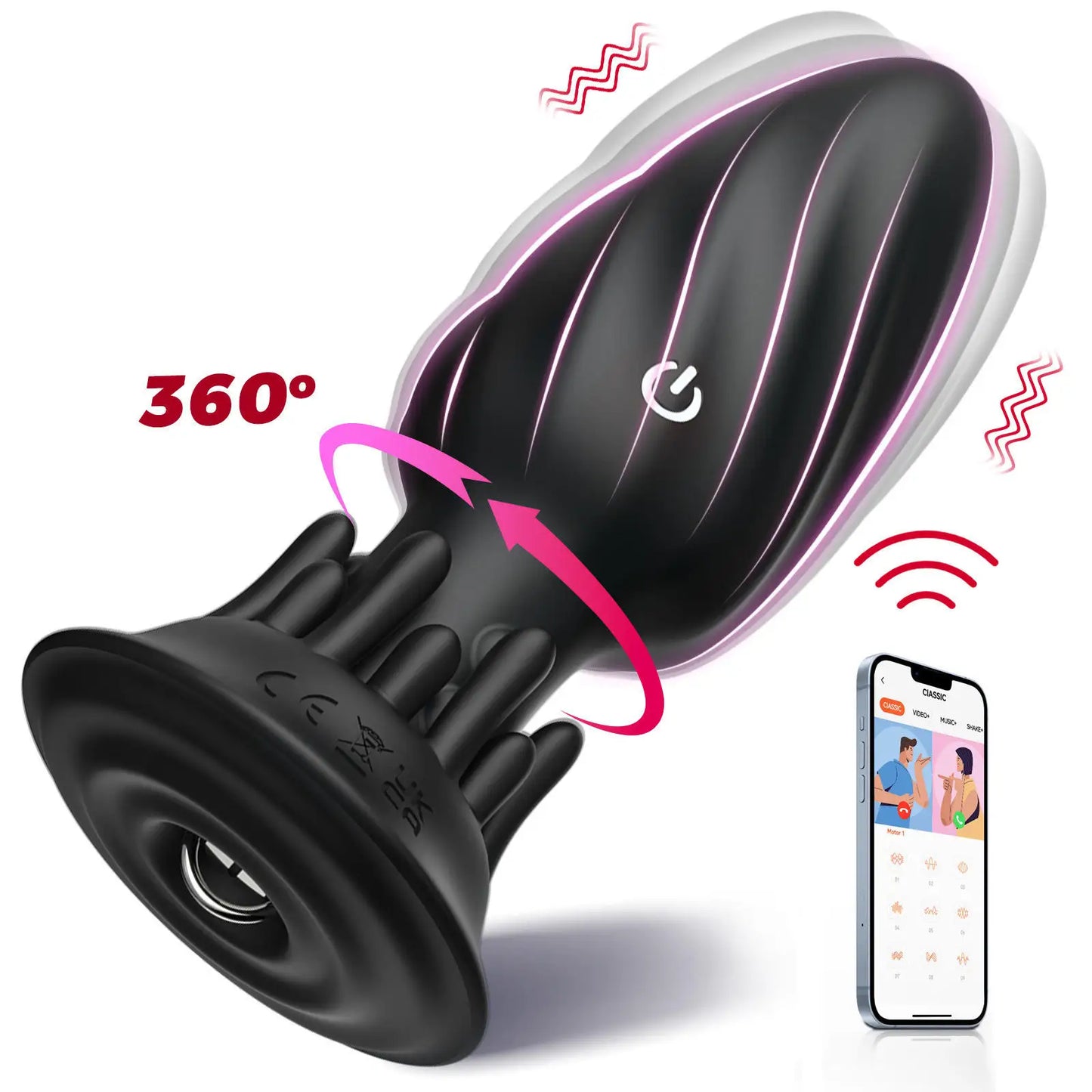 OEM  Rotating Anal Plug APP Remote Control Twist Rotation Vibration Silicone Backstab Massage Stick Masturbation
