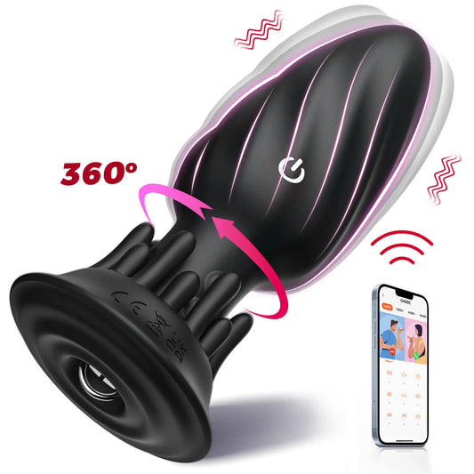 OEM  Rotating Anal Plug APP Remote Control Twist Rotation Vibration Silicone Backstab Massage Stick Masturbation