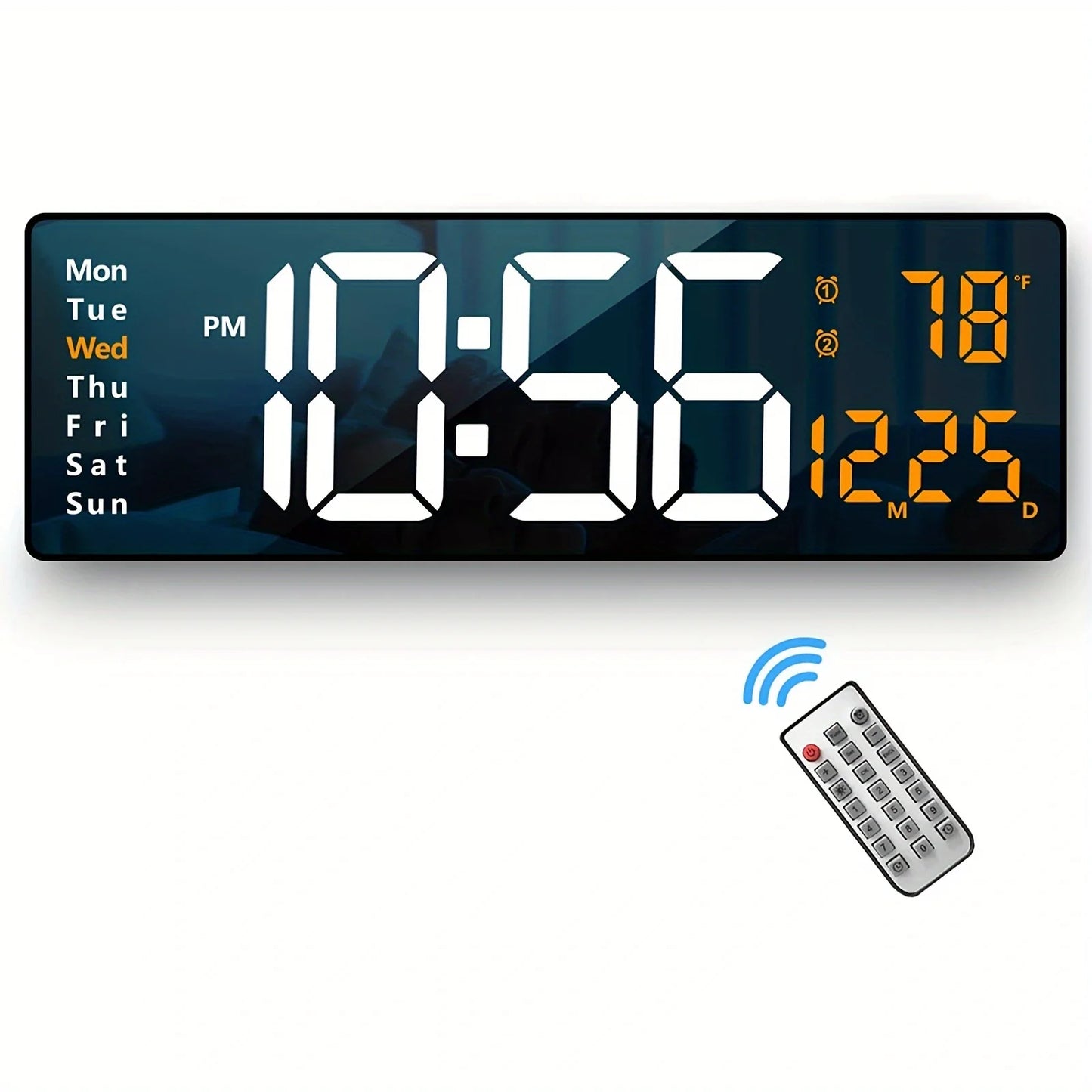 Hot Selling Large LED Digital Wall Clock Remote Control Temp Date Week DisplayMemory Table Wall-mounted Dual Alarms Clocks