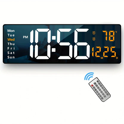 Hot Selling Large LED Digital Wall Clock Remote Control Temp Date Week DisplayMemory Table Wall-mounted Dual Alarms Clocks