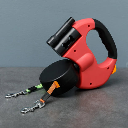 Wholesale  Pet Accessories Sustainable Adjustable Dual Double Dog Leash with Light Retractable for Two Dogs