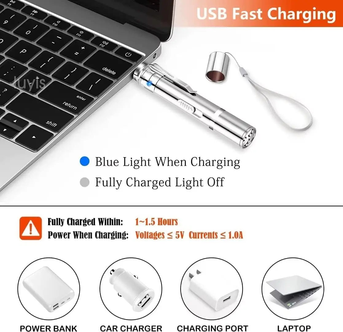 Laser Pointer With 5 Adjustable Patterns USB Recharge Laser Long Range 3 Modes Training Chaser Interactive Cat Dog Laser Toy