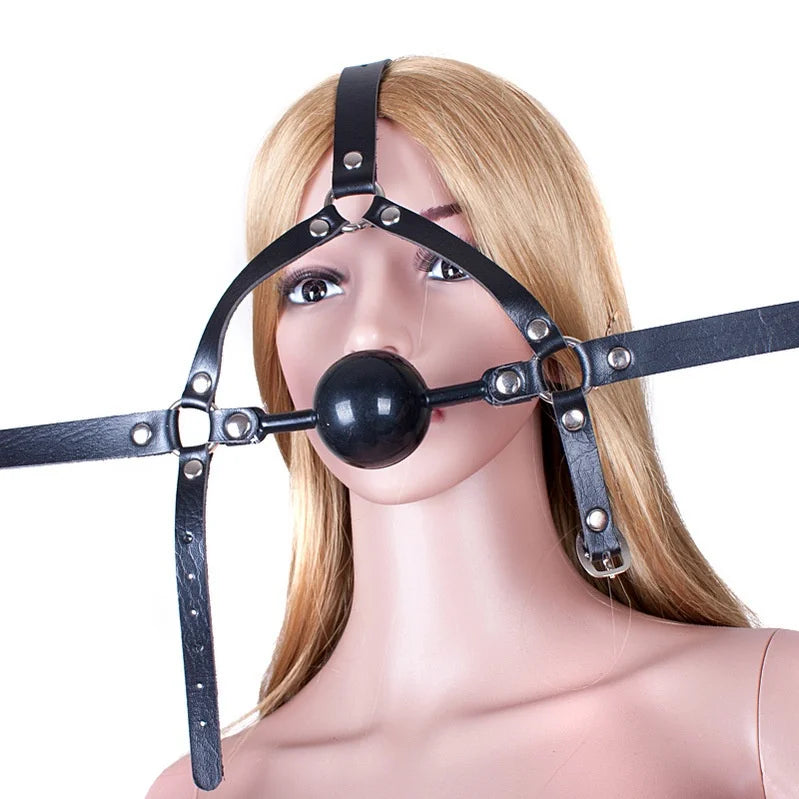 Adult Sexy Black Ball Horse Harness Type Large Silicone Mouth Ball Ball Gag Soft Glue Mouth Cup Supplies Factory Bdsm0190