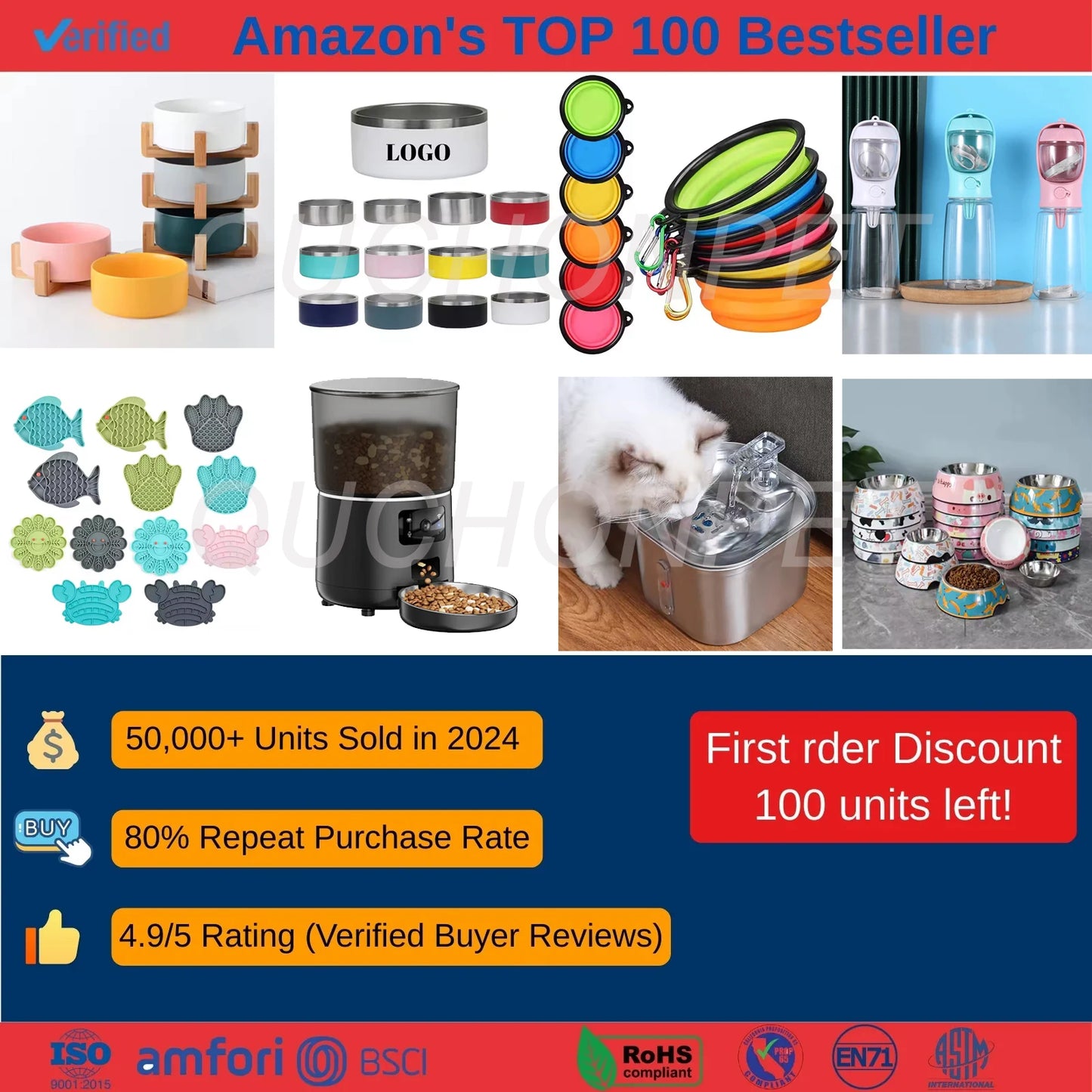 Automatic Pet Feeder and Water Dispenser With Flowing Bowl 2025 Hot Selling Dog Cat Food Water Bowl Wholesale Bulk Order