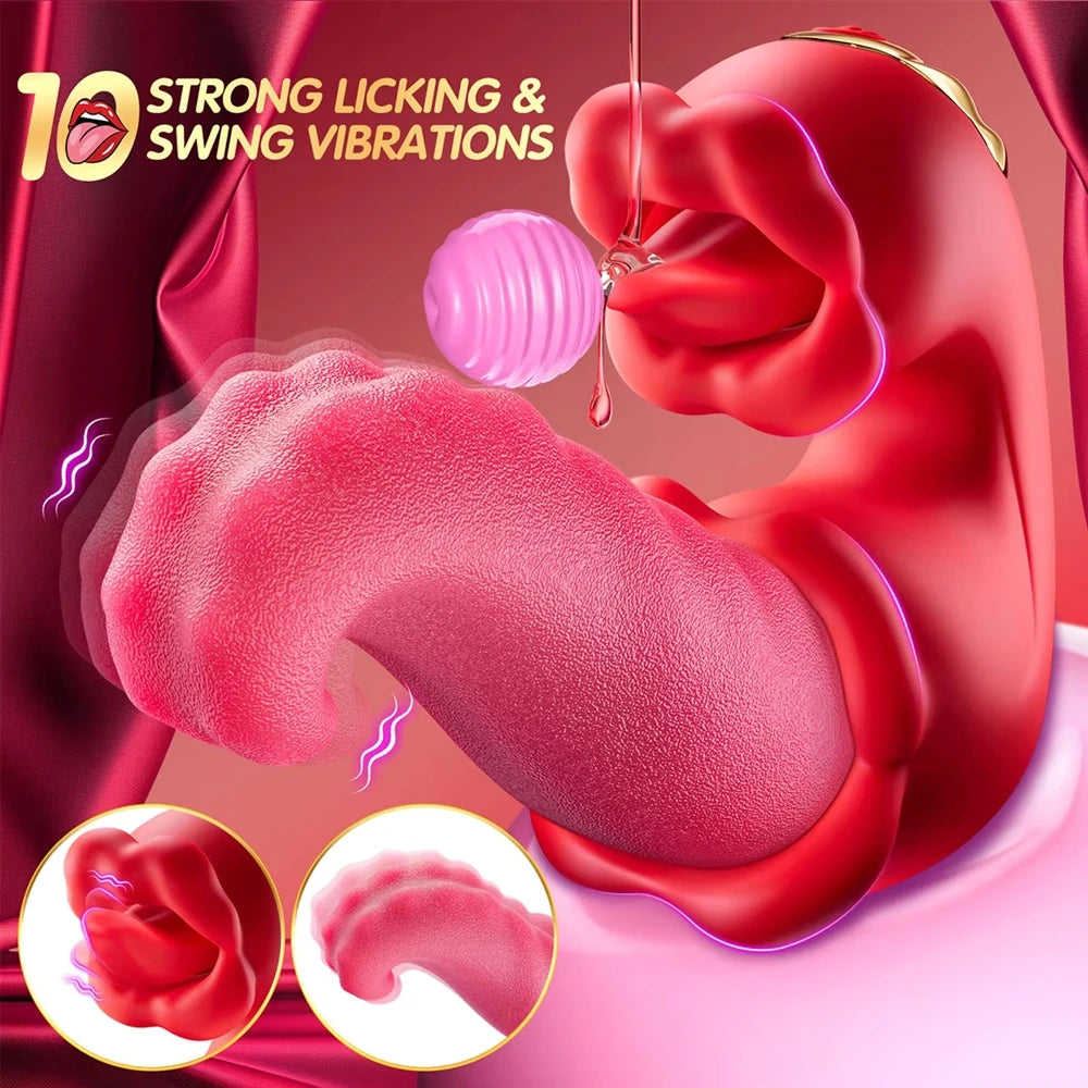 Licking Swing Tongue Vibrator Female Clitoral Stimulator Masturbation Tool Vibration Rose Thrusting Dildo Toys for Women 18+