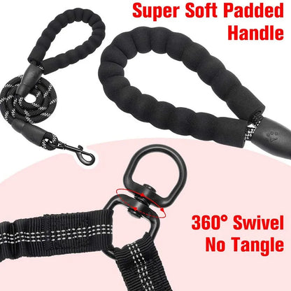 Pet Dog Leashes Walk 2 Two Dogs Nylon Leash Coupler Double Ropes Twin Leads Walking Dog with Poop Bag Multi Leashes 1.5+0.5M