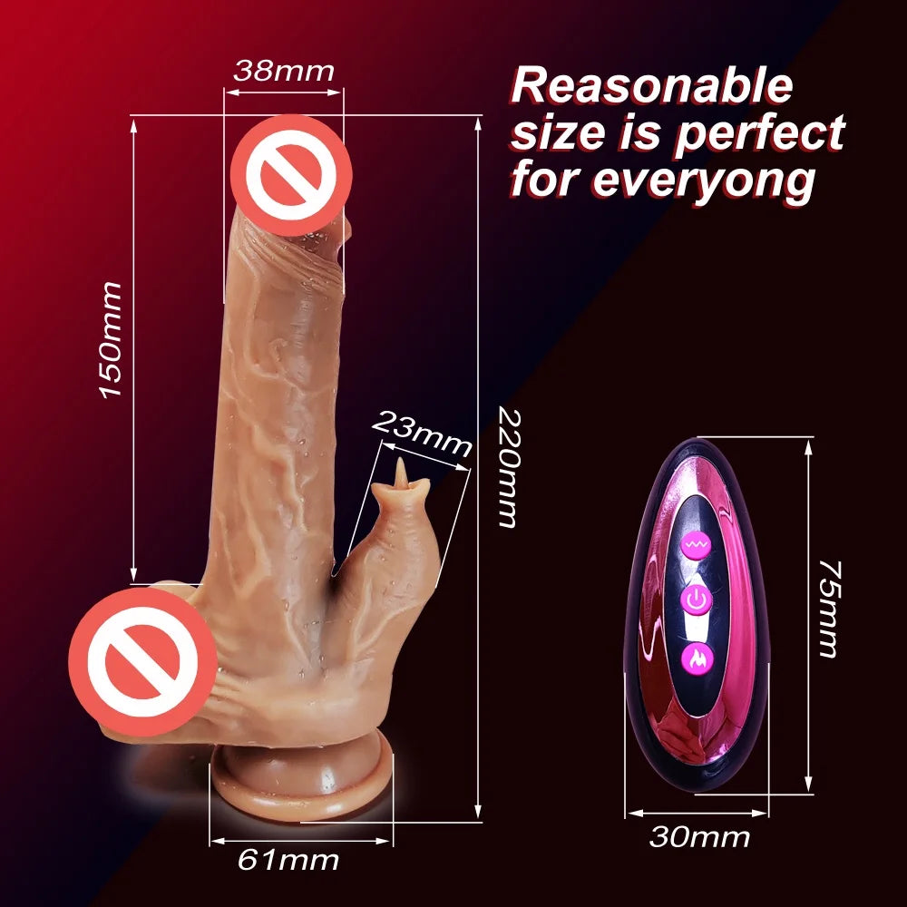 6'' Wireless Telescoping Dual-Vibration Wobbling Heated Electric Realistic Soft Waterproof Dildo Liquid Silicone Body-Safe Adult