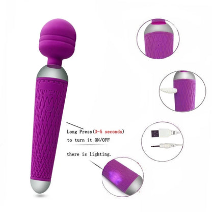 Women's Mini Handheld AV Vibrator 10 Frequency G-Spot Clitoral Stimulation Mushroom Masturbator