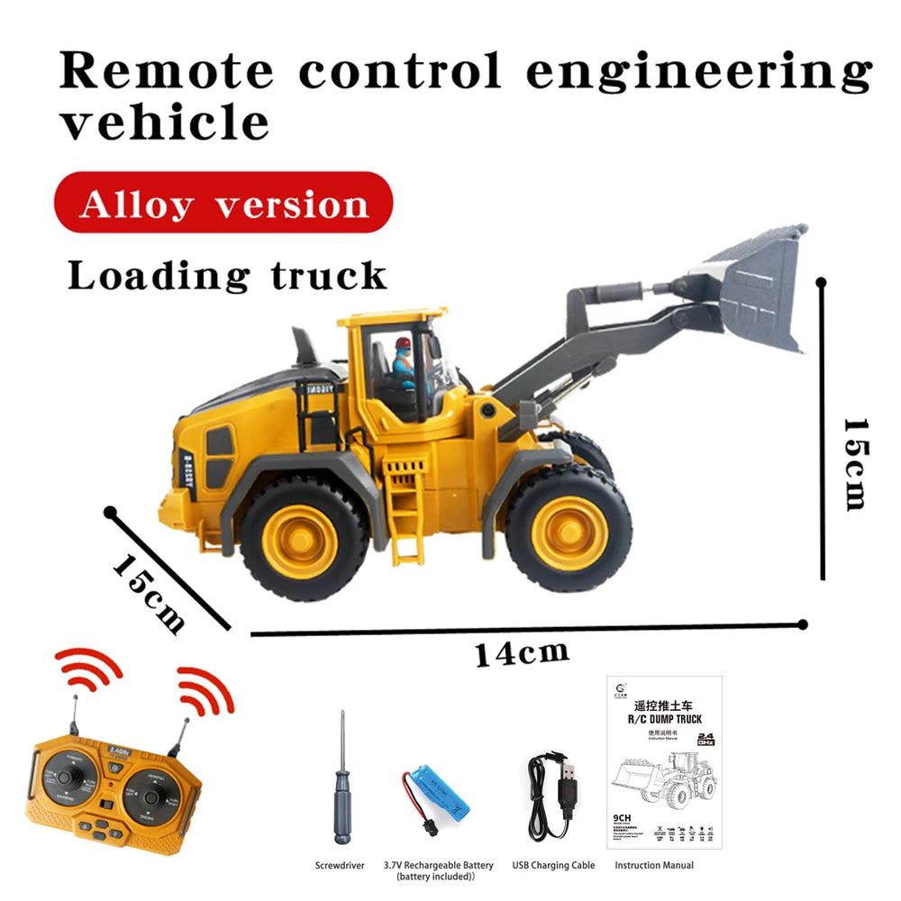 1:20 Alloy 2.4Ghz 11 Channels Rc Excavator Toy Remote Control Truck Toys Digger Sets With Music and Sounds RC Construction