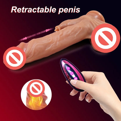 6'' Wireless Telescoping Dual-Vibration Wobbling Heated Electric Realistic Soft Waterproof Dildo Liquid Silicone Body-Safe Adult