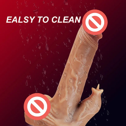 6'' Wireless Telescoping Dual-Vibration Wobbling Heated Electric Realistic Soft Waterproof Dildo Liquid Silicone Body-Safe Adult
