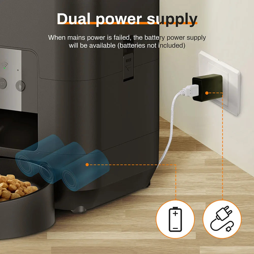 2L Automatic Cat Feeder with Camera Video with Night Vision 2.4G WiFi Automatic Pet Feeder Smart Dog Feeder Cat Food Dispenser