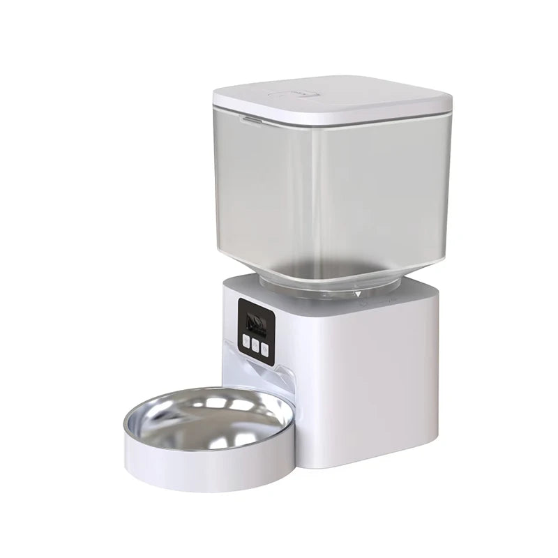 Automatic Pet Feeder for Cats and Dogs Fully Automatic Dual-bowl Food Dispenser with Remote Timing and Portion Control Feeding