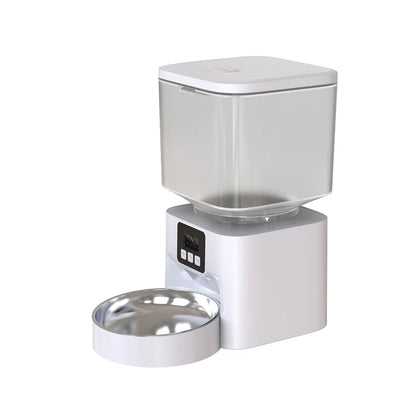 Automatic Pet Feeder for Cats and Dogs Fully Automatic Dual-bowl Food Dispenser with Remote Timing and Portion Control Feeding