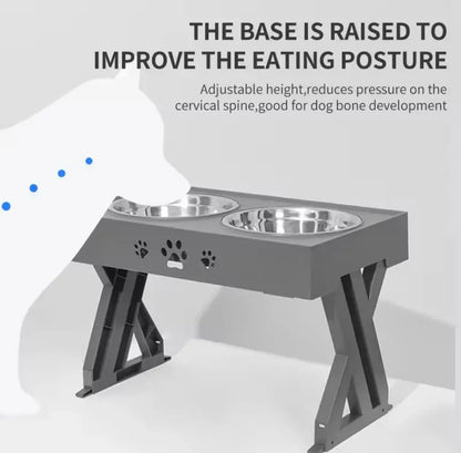 Elevated Neater Feeder 3 Adjustable Height Pet Dog Cat Double Stainless Steel Bowls