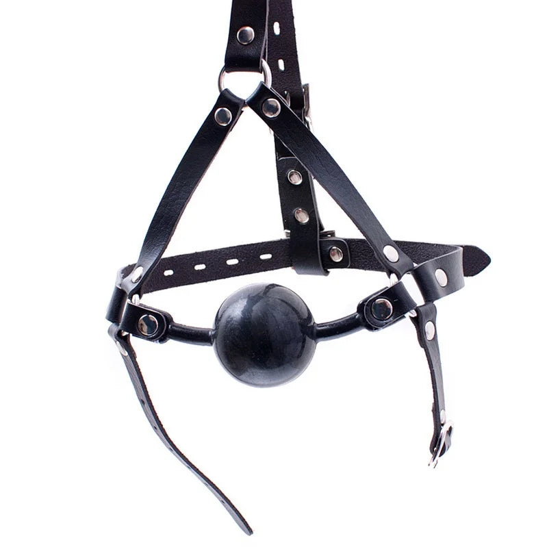 Adult Sexy Black Ball Horse Harness Type Large Silicone Mouth Ball Ball Gag Soft Glue Mouth Cup Supplies Factory Bdsm0190