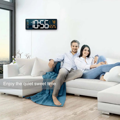 Hot Selling Large LED Digital Wall Clock Remote Control Temp Date Week DisplayMemory Table Wall-mounted Dual Alarms Clocks