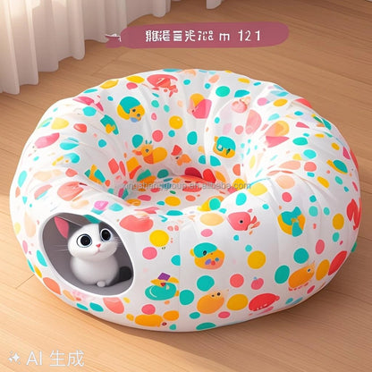 Hot Sale Fun Interactive Pet Cat Play Tunnel Pet Toys Collapsible Cat Tunnel with Removable Plush Cushion