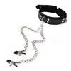 OEM BDSM Couple Toys Bulk Order - Adjustable Bondage Collar for Women, Metal Nipple Clamps Set with Lock Chain