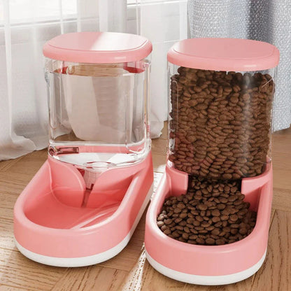 Automatic Pet Feeder and Water Dispenser for Cats and Dogs Gravity Dual Bowl Pet Feeding Station, Non-Electric Self-Watering Set