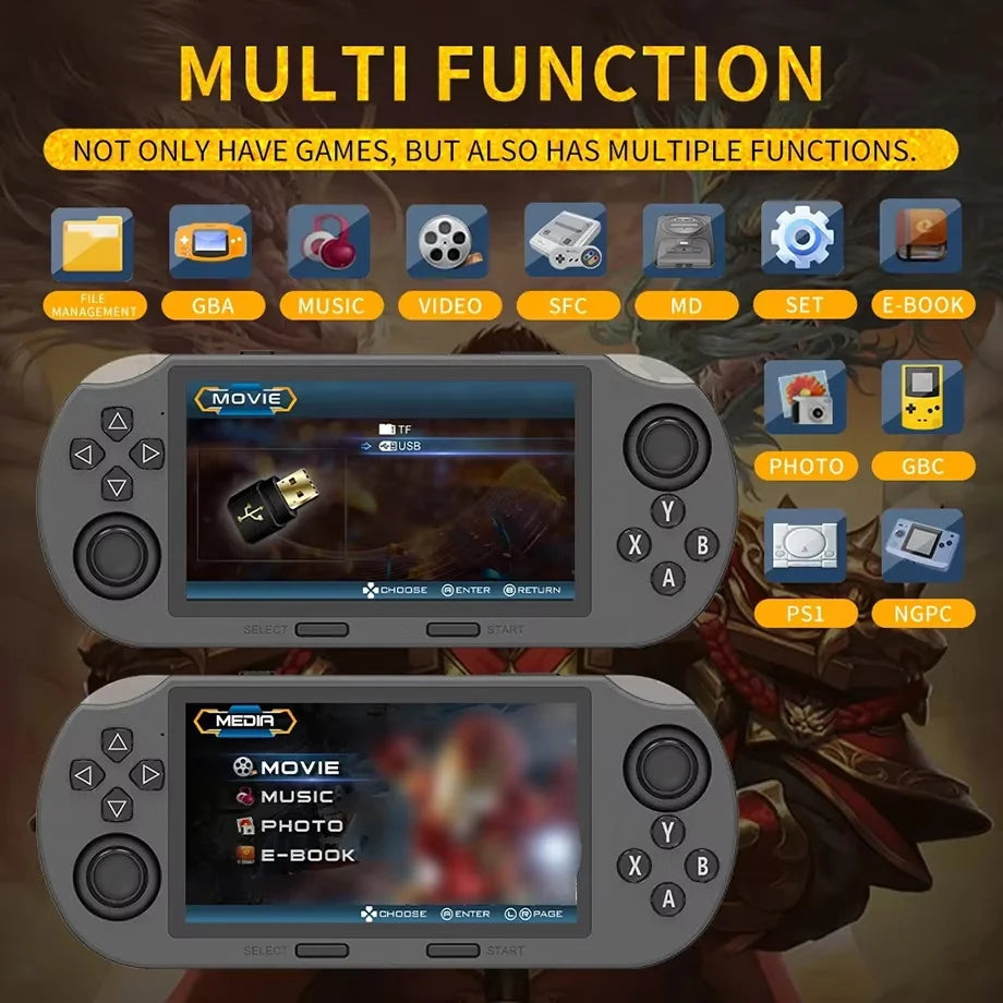L SF3000 Handheld Game Console 4.5 Inch Screen Support OTG Gamepad Video Music Portable Game Player for Christmas Kid Gift