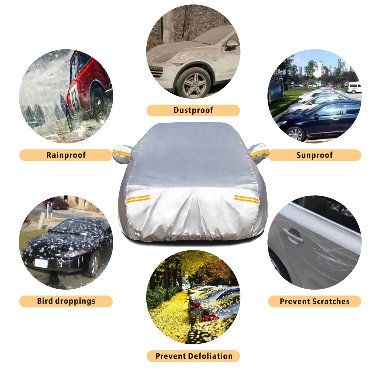 Wholesale All-Weather 6-Layer Waterproof Car Cover for Automobiles