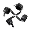 PU Leather Bondage Hog Tie Wrist and Ankle Cuffs Set With Cross Band Handcuffs Role Play Toy