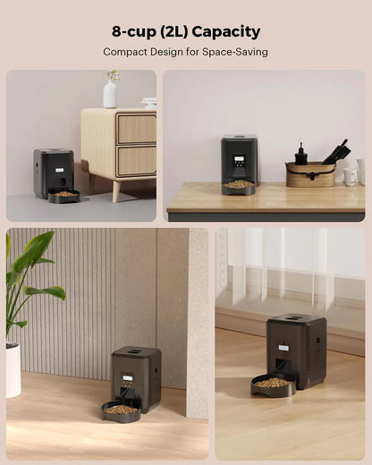 2L Automatic Cat Feeder with Camera Video with Night Vision 2.4G WiFi Automatic Pet Feeder Smart Dog Feeder Cat Food Dispenser