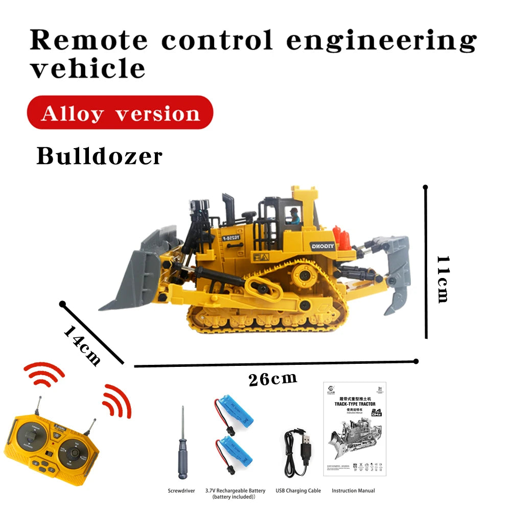 1:20 Alloy 2.4Ghz 11 Channels Rc Excavator Toy Remote Control Truck Toys Digger Sets With Music and Sounds RC Construction