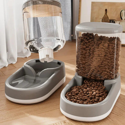 Automatic Pet Feeder and Water Dispenser for Cats and Dogs Gravity Dual Bowl Pet Feeding Station, Non-Electric Self-Watering Set