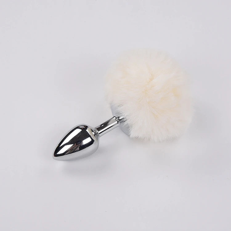 HM Clear Out Sale L Size 9*4cm Plug Rabbit Fox Tail Anal Plug Metal Womens Tail Anal Butt Plugs Ass Toy for Men Women