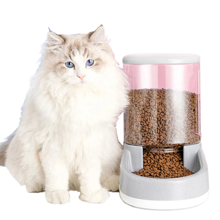 Automatic Pet Feeder and Water Dispenser for Cats and Dogs Gravity Dual Bowl Pet Feeding Station, Non-Electric Self-Watering Set