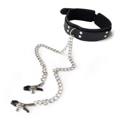OEM BDSM Couple Toys Bulk Order - Adjustable Bondage Collar for Women, Metal Nipple Clamps Set with Lock Chain