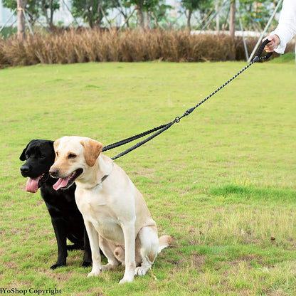 Pet Dog Leashes Walk 2 Two Dogs Nylon Leash Coupler Double Ropes Twin Leads Walking Dog with Poop Bag Multi Leashes 1.5+0.5M
