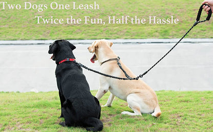 Pet Dog Leashes Walk 2 Two Dogs Nylon Leash Coupler Double Ropes Twin Leads Walking Dog with Poop Bag Multi Leashes 1.5+0.5M