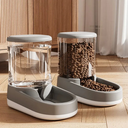 Automatic Pet Feeder and Water Dispenser for Cats and Dogs Gravity Dual Bowl Pet Feeding Station, Non-Electric Self-Watering Set