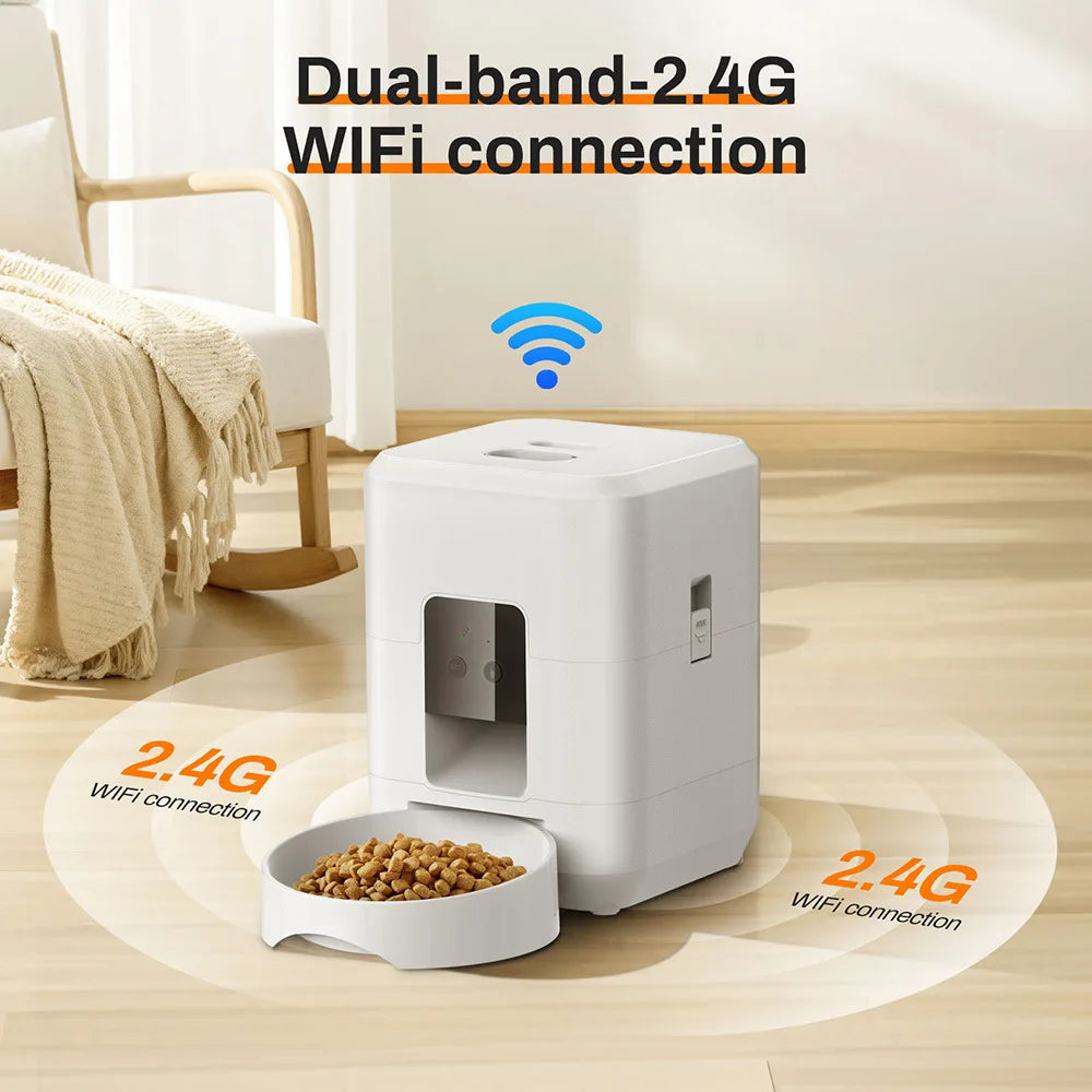 2L Automatic Cat Feeder with Camera Video with Night Vision 2.4G WiFi Automatic Pet Feeder Smart Dog Feeder Cat Food Dispenser
