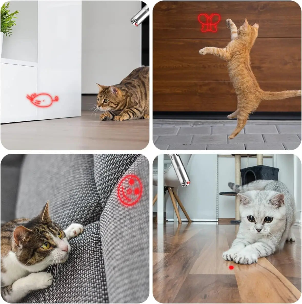 Laser Pointer With 5 Adjustable Patterns USB Recharge Laser Long Range 3 Modes Training Chaser Interactive Cat Dog Laser Toy