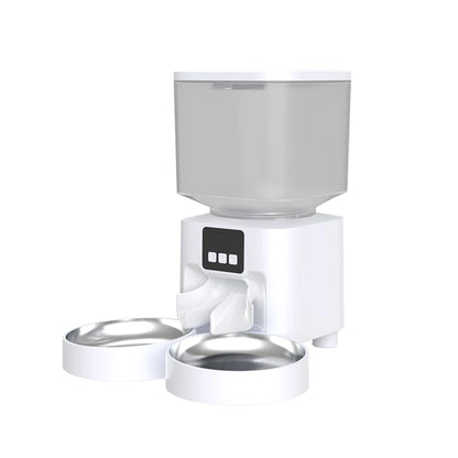 Automatic Pet Feeder for Cats and Dogs Fully Automatic Dual-bowl Food Dispenser with Remote Timing and Portion Control Feeding