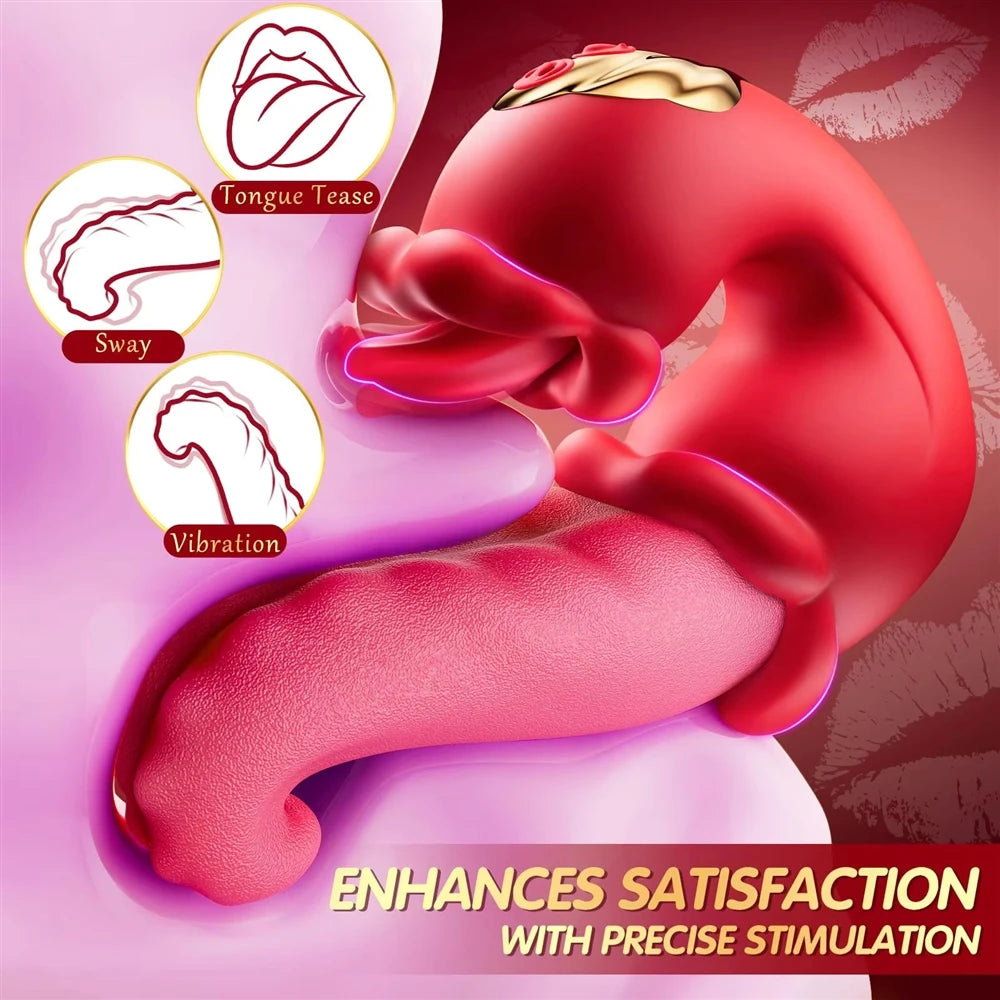Licking Swing Tongue Vibrator Female Clitoral Stimulator Masturbation Tool Vibration Rose Thrusting Dildo Toys for Women 18+