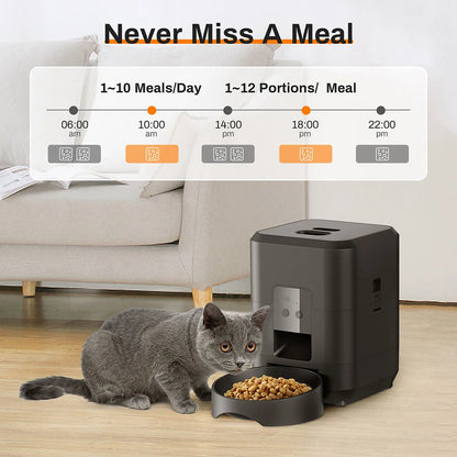 2L Automatic Cat Feeder with Camera Video with Night Vision 2.4G WiFi Automatic Pet Feeder Smart Dog Feeder Cat Food Dispenser