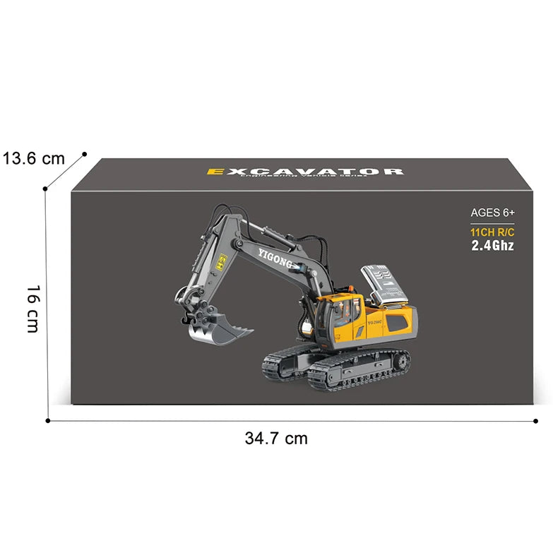1:20 Alloy 2.4Ghz 11 Channels Rc Excavator Toy Remote Control Truck Toys Digger Sets With Music and Sounds RC Construction