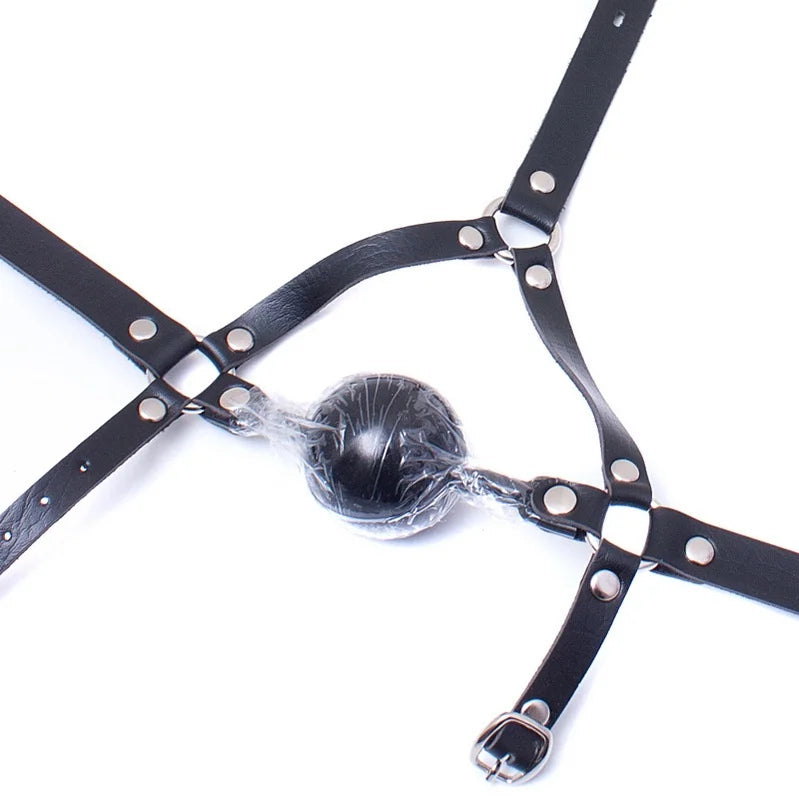Adult Sexy Black Ball Horse Harness Type Large Silicone Mouth Ball Ball Gag Soft Glue Mouth Cup Supplies Factory Bdsm0190