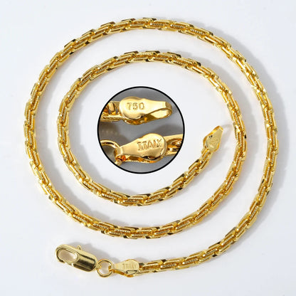 Width 4mm Italian 750 Luxury 18k gold Plated textured Dubai Necklace DIY simple jewelry men women party