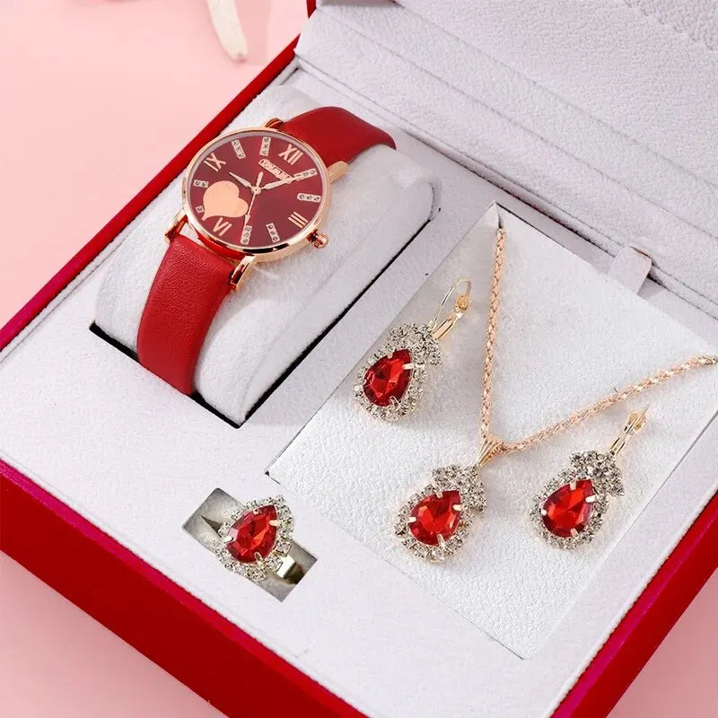 6PCS Set Heart Dial Classic Women Watch - Varixo