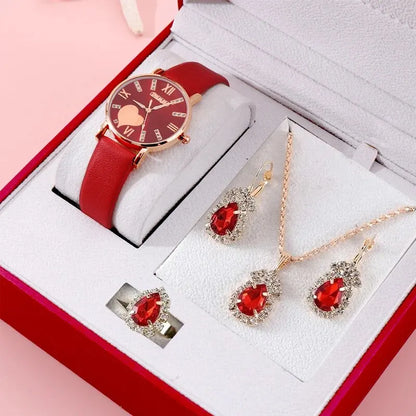 6PCS Set Heart Dial Classic Women Watch - Varixo